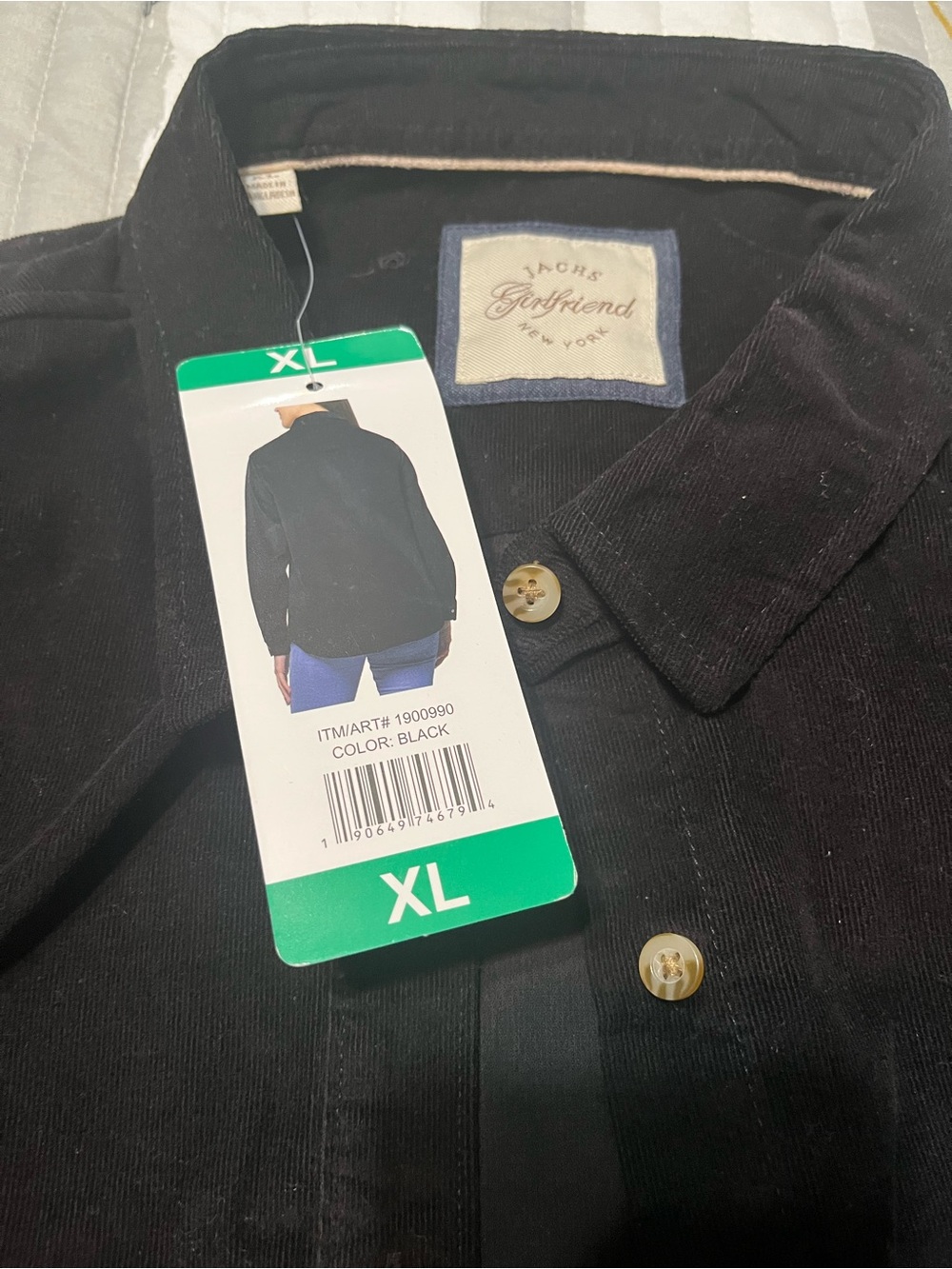 Jachs Girlfriend Black Corduroy Button-Up Shirt Jacket